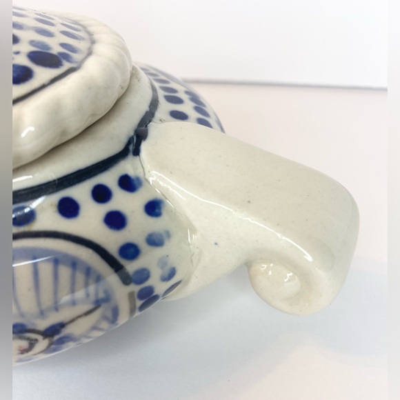 Vintage Pottery Tureen Hand Crafted Delft Lidded Dish Metal Handle Metal - Picture 5 of 8